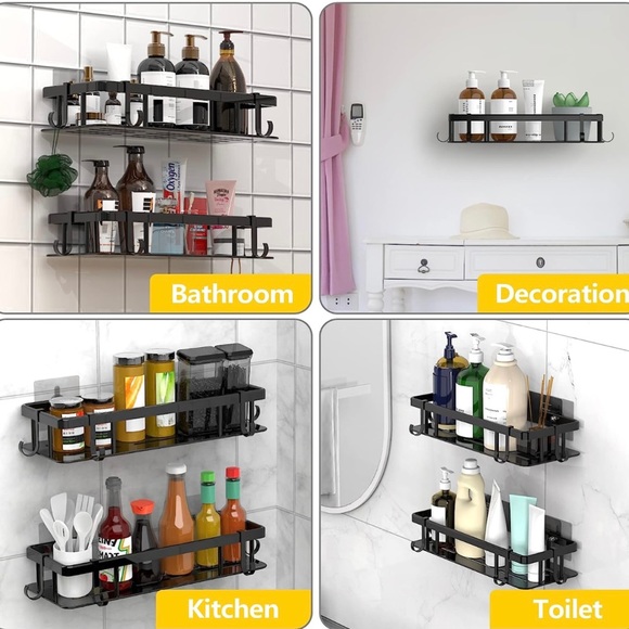 2 Pack Multifunctional Shower Caddy Organizer Bathroom Kitchen Shelves Black NEW - Picture 5 of 14